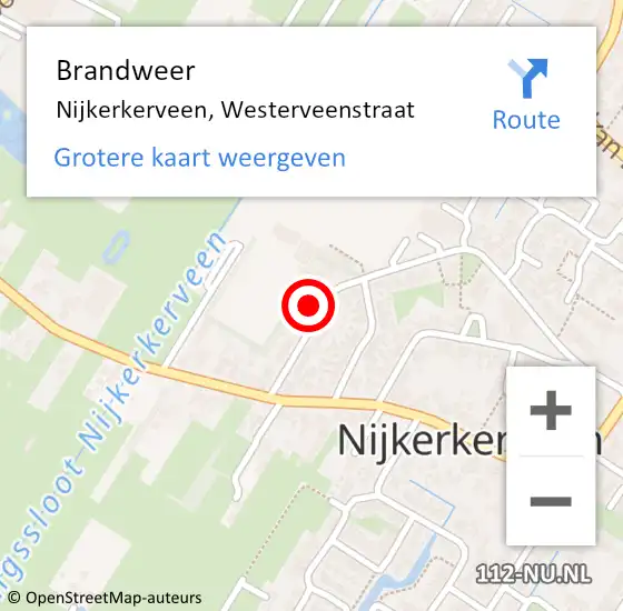 Locatie op kaart van de 112 melding: Brandweer Nijkerkerveen, Westerveenstraat op 2 januari 2025 20:21