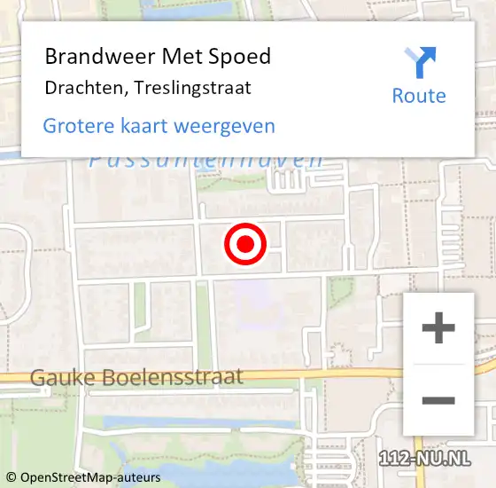 Locatie op kaart van de 112 melding: Brandweer Met Spoed Naar Drachten, Treslingstraat op 2 januari 2025 20:23