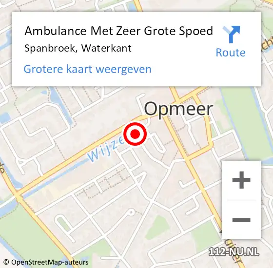 Locatie op kaart van de 112 melding: Ambulance Met Zeer Grote Spoed Naar Spanbroek, Waterkant op 2 januari 2025 20:38