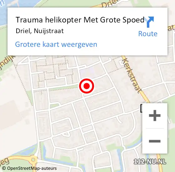 Locatie op kaart van de 112 melding: Trauma helikopter Met Grote Spoed Naar Driel, Nuijstraat op 2 januari 2025 20:40