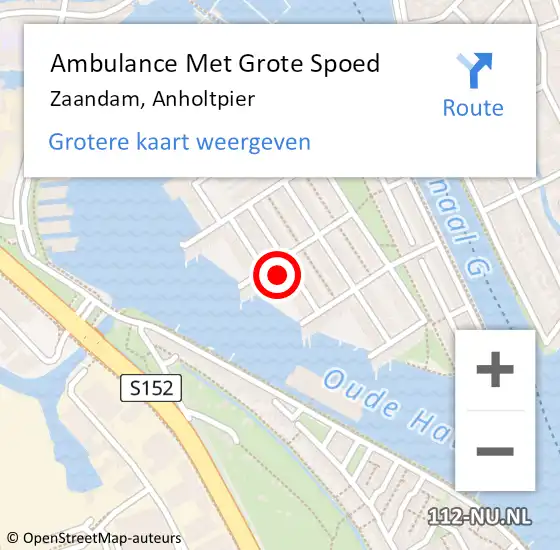 Locatie op kaart van de 112 melding: Ambulance Met Grote Spoed Naar Zaandam, Anholtpier op 2 januari 2025 20:54