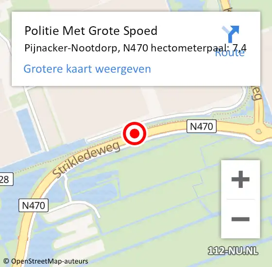 Locatie op kaart van de 112 melding: Politie Met Grote Spoed Naar Pijnacker-Nootdorp, N470 hectometerpaal: 7,4 op 2 januari 2025 20:58