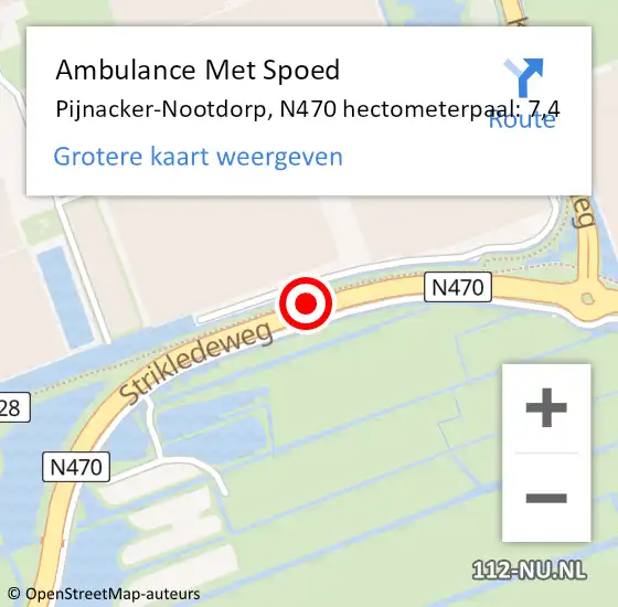 Locatie op kaart van de 112 melding: Ambulance Met Spoed Naar Pijnacker-Nootdorp, N470 hectometerpaal: 7,4 op 2 januari 2025 21:01