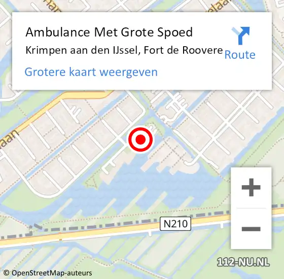 Locatie op kaart van de 112 melding: Ambulance Met Grote Spoed Naar Krimpen aan den IJssel, Fort de Roovere op 2 januari 2025 21:05