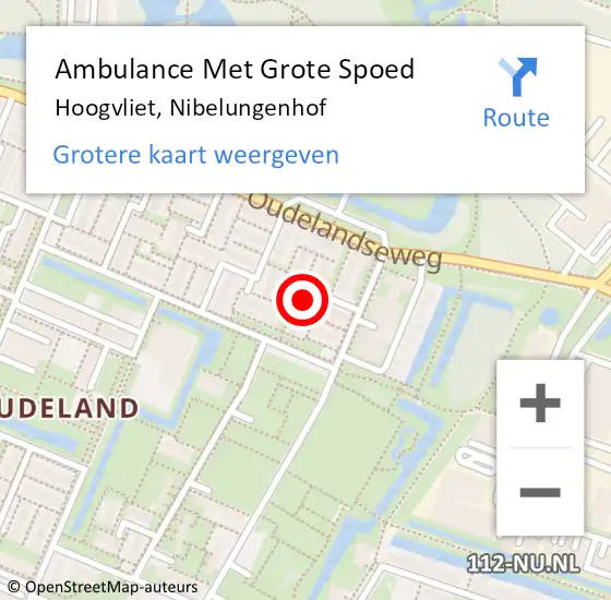 Locatie op kaart van de 112 melding: Ambulance Met Grote Spoed Naar Hoogvliet, Nibelungenhof op 2 januari 2025 21:14