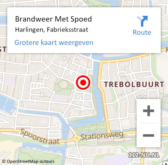 Locatie op kaart van de 112 melding: Brandweer Met Spoed Naar Harlingen, Fabrieksstraat op 2 januari 2025 22:35