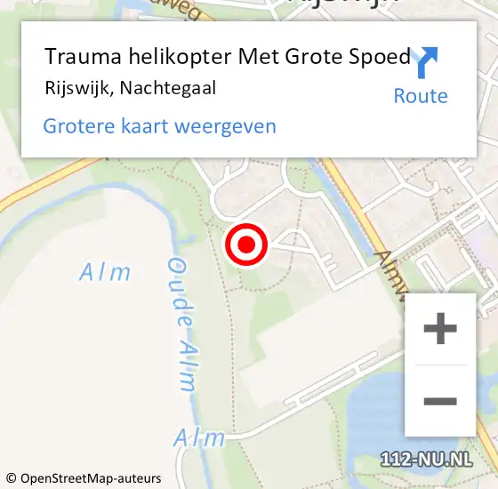 Locatie op kaart van de 112 melding: Trauma helikopter Met Grote Spoed Naar Rijswijk, Nachtegaal op 2 januari 2025 22:56