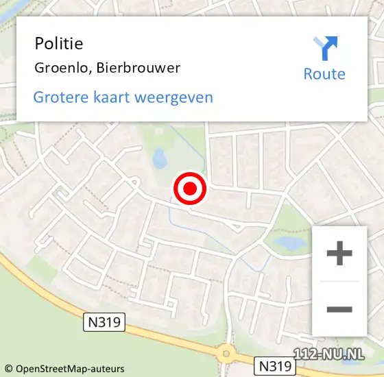 Locatie op kaart van de 112 melding: Politie Groenlo, Bierbrouwer op 2 januari 2025 23:04