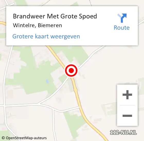 Locatie op kaart van de 112 melding: Brandweer Met Grote Spoed Naar Wintelre, Biemeren op 1 november 2014 15:50