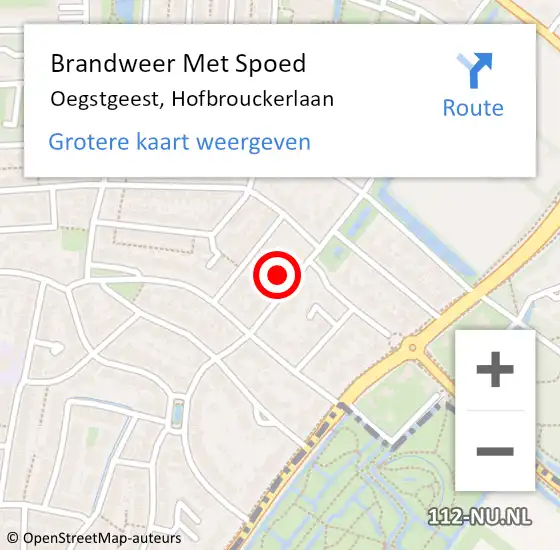 Locatie op kaart van de 112 melding: Brandweer Met Spoed Naar Oegstgeest, Hofbrouckerlaan op 2 januari 2025 23:23