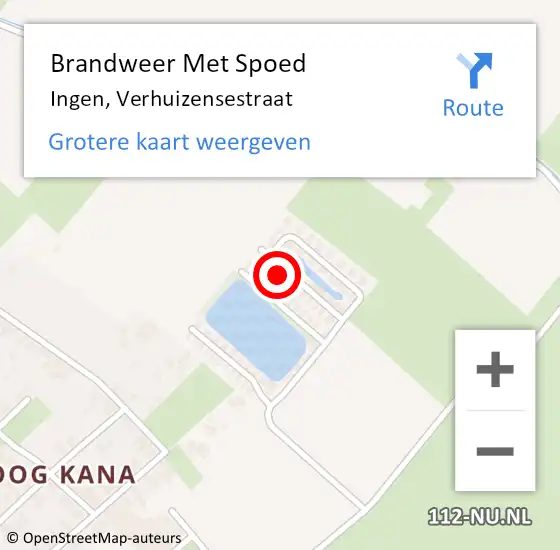 Locatie op kaart van de 112 melding: Brandweer Met Spoed Naar Ingen, Verhuizensestraat op 2 januari 2025 23:36