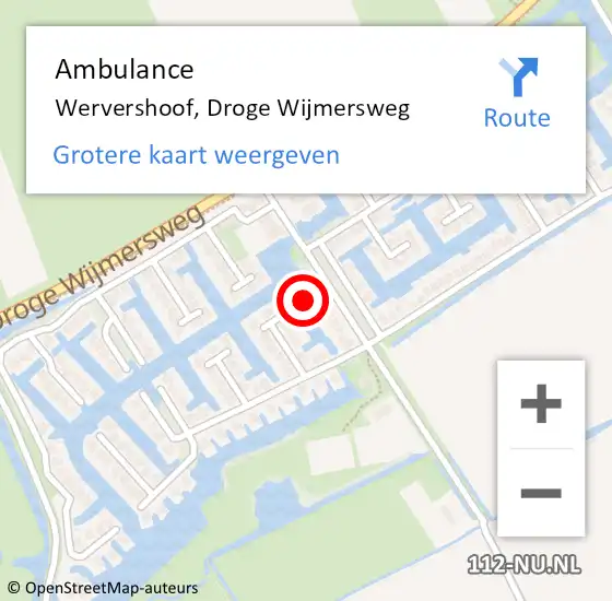 Locatie op kaart van de 112 melding: Ambulance Wervershoof, Droge Wijmersweg op 3 januari 2025 00:15