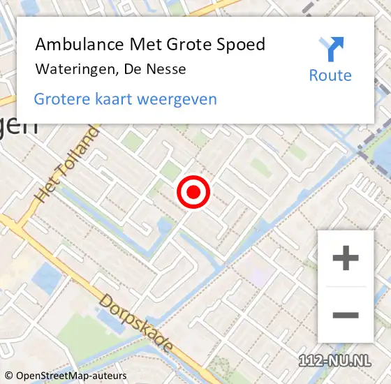 Locatie op kaart van de 112 melding: Ambulance Met Grote Spoed Naar Wateringen, De Nesse op 3 januari 2025 00:26