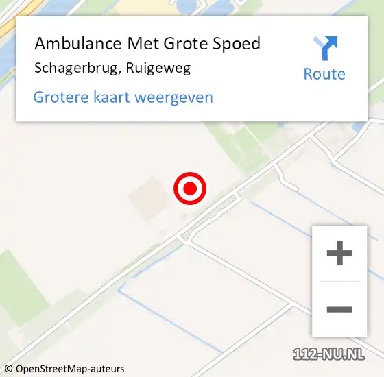 Locatie op kaart van de 112 melding: Ambulance Met Grote Spoed Naar Schagerbrug, Ruigeweg op 3 januari 2025 00:44