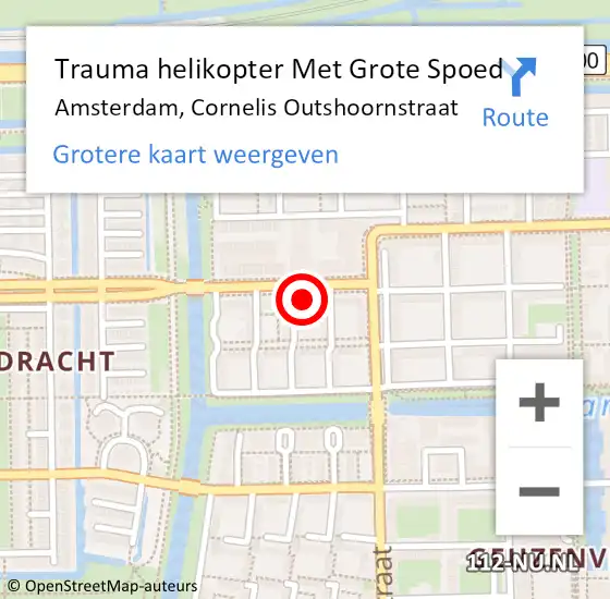 Locatie op kaart van de 112 melding: Trauma helikopter Met Grote Spoed Naar Amsterdam, Cornelis Outshoornstraat op 3 januari 2025 02:26