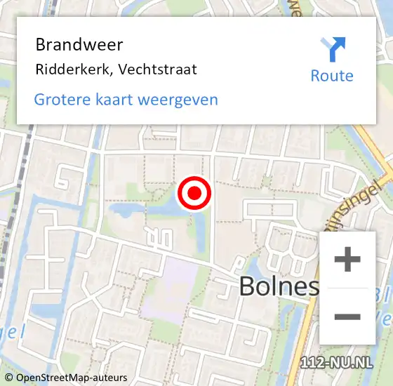 Locatie op kaart van de 112 melding: Brandweer Ridderkerk, Vechtstraat op 3 januari 2025 02:54