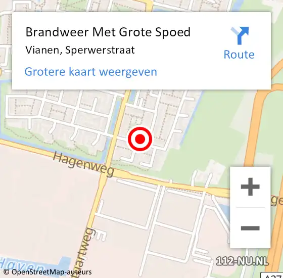 Locatie op kaart van de 112 melding: Brandweer Met Grote Spoed Naar Vianen, Sperwerstraat op 3 januari 2025 04:45