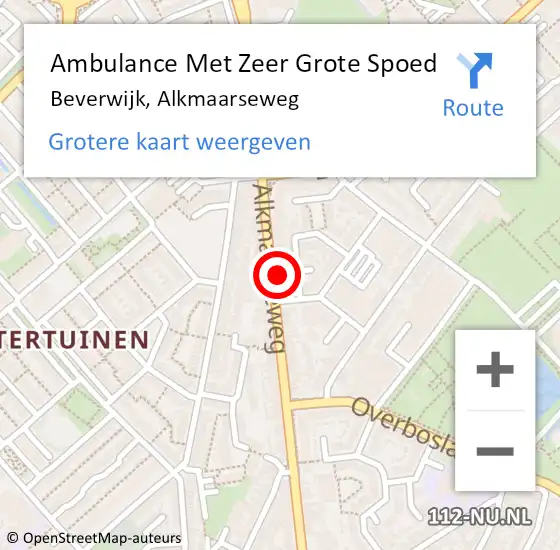 Locatie op kaart van de 112 melding: Ambulance Met Zeer Grote Spoed Naar Beverwijk, Alkmaarseweg op 3 januari 2025 05:43