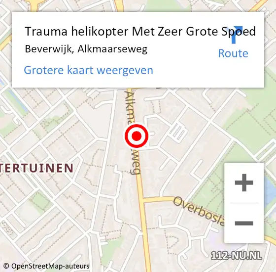 Locatie op kaart van de 112 melding: Trauma helikopter Met Zeer Grote Spoed Naar Beverwijk, Alkmaarseweg op 3 januari 2025 05:44