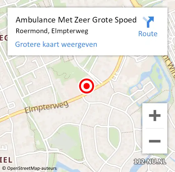 Locatie op kaart van de 112 melding: Ambulance Met Zeer Grote Spoed Naar Roermond, Elmpterweg op 3 januari 2025 06:37