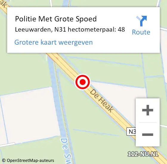 Locatie op kaart van de 112 melding: Politie Met Grote Spoed Naar Leeuwarden, N31 hectometerpaal: 48 op 3 januari 2025 07:17