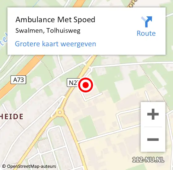 Locatie op kaart van de 112 melding: Ambulance Met Spoed Naar Swalmen, Tolhuisweg op 3 januari 2025 08:33