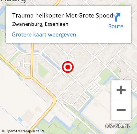 Locatie op kaart van de 112 melding: Trauma helikopter Met Grote Spoed Naar Zwanenburg, Essenlaan op 3 januari 2025 08:35