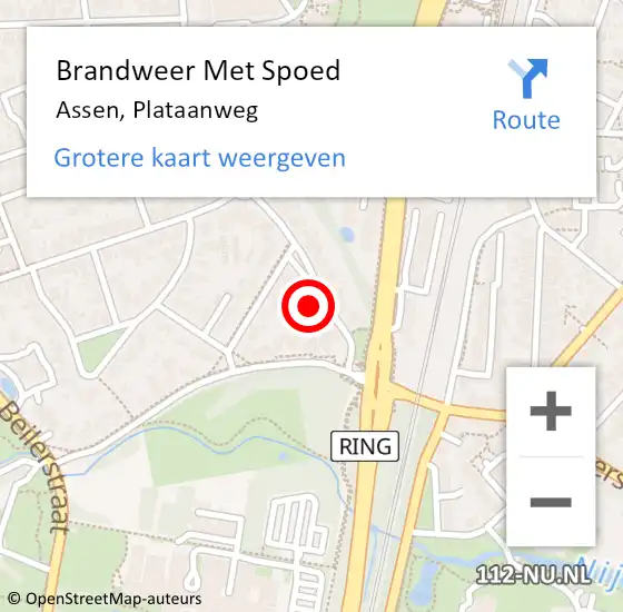 Locatie op kaart van de 112 melding: Brandweer Met Spoed Naar Assen, Plataanweg op 3 januari 2025 08:42