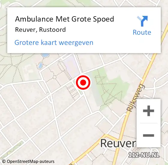 Locatie op kaart van de 112 melding: Ambulance Met Grote Spoed Naar Reuver, Rustoord op 3 januari 2025 08:46