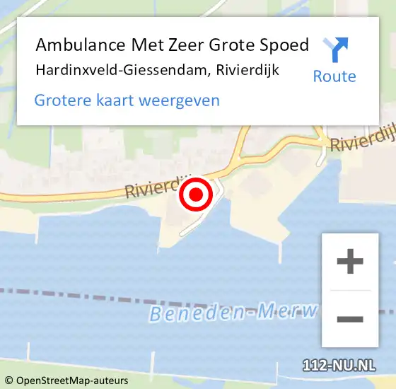 Locatie op kaart van de 112 melding: Ambulance Met Zeer Grote Spoed Naar Hardinxveld-Giessendam, Rivierdijk op 3 januari 2025 09:05