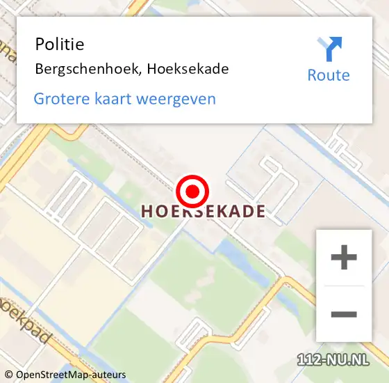 Locatie op kaart van de 112 melding: Politie Bergschenhoek, Hoeksekade op 3 januari 2025 09:19