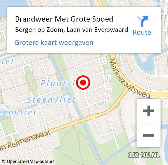 Locatie op kaart van de 112 melding: Brandweer Met Grote Spoed Naar Bergen op Zoom, Laan van Everswaard op 3 januari 2025 09:31