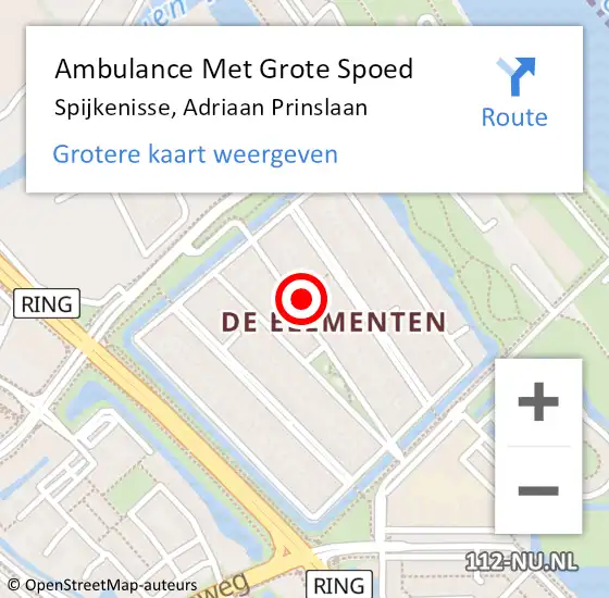 Locatie op kaart van de 112 melding: Ambulance Met Grote Spoed Naar Spijkenisse, Adriaan Prinslaan op 3 januari 2025 10:11