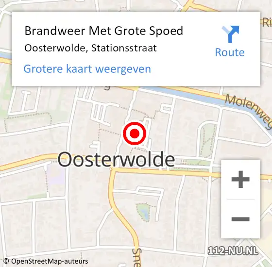 Locatie op kaart van de 112 melding: Brandweer Met Grote Spoed Naar Oosterwolde, Stationsstraat op 3 januari 2025 10:55