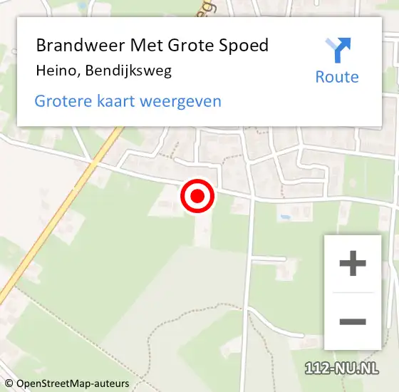 Locatie op kaart van de 112 melding: Brandweer Met Grote Spoed Naar Heino, Bendijksweg op 3 januari 2025 11:06