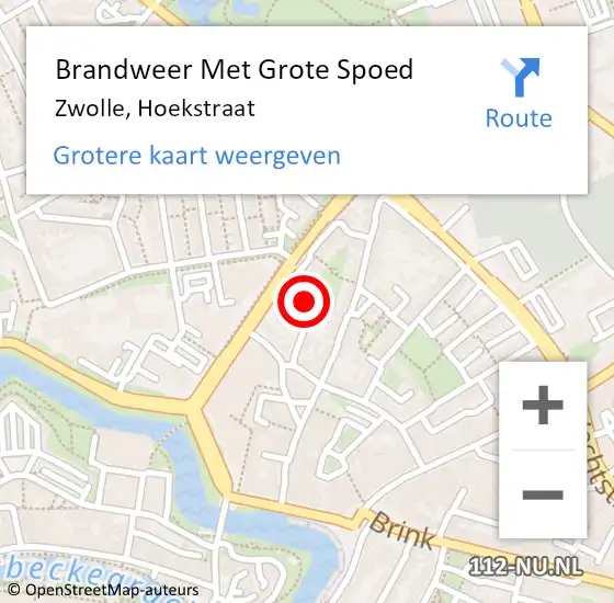 Locatie op kaart van de 112 melding: Brandweer Met Grote Spoed Naar Zwolle, Hoekstraat op 3 januari 2025 11:09