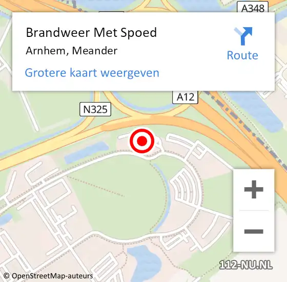 Locatie op kaart van de 112 melding: Brandweer Met Spoed Naar Arnhem, Meander op 3 januari 2025 11:10