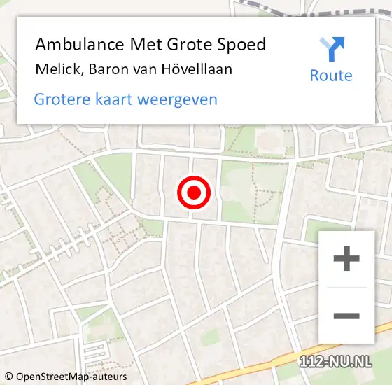 Locatie op kaart van de 112 melding: Ambulance Met Grote Spoed Naar Melick, Baron van Hövelllaan op 3 januari 2025 11:14