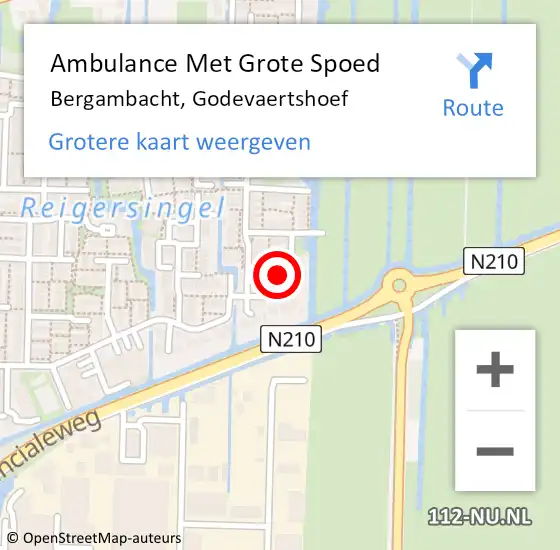 Locatie op kaart van de 112 melding: Ambulance Met Grote Spoed Naar Bergambacht, Godevaertshoef op 3 januari 2025 12:10