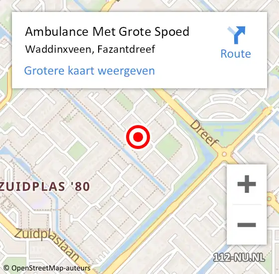 Locatie op kaart van de 112 melding: Ambulance Met Grote Spoed Naar Waddinxveen, Fazantdreef op 3 januari 2025 12:11