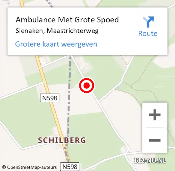 Locatie op kaart van de 112 melding: Ambulance Met Grote Spoed Naar Slenaken, Maastrichterweg op 1 november 2014 16:38