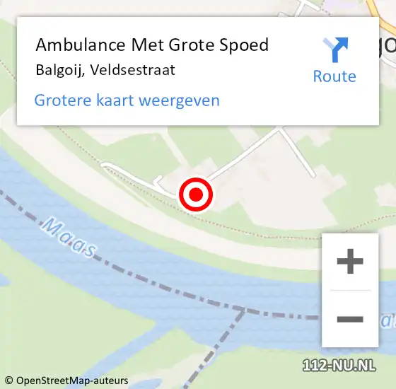 Locatie op kaart van de 112 melding: Ambulance Met Grote Spoed Naar Balgoij, Veldsestraat op 1 november 2014 16:40