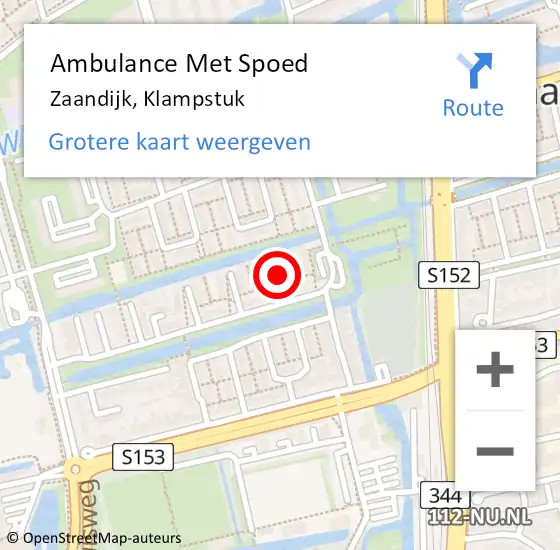 Locatie op kaart van de 112 melding: Ambulance Met Spoed Naar Zaandijk, Klampstuk op 3 januari 2025 13:05