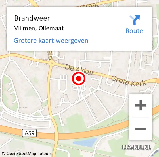 Locatie op kaart van de 112 melding: Brandweer Vlijmen, Oliemaat op 1 november 2014 16:45