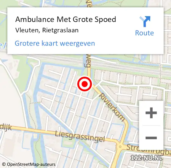 Locatie op kaart van de 112 melding: Ambulance Met Grote Spoed Naar Vleuten, Rietgraslaan op 1 november 2014 16:46