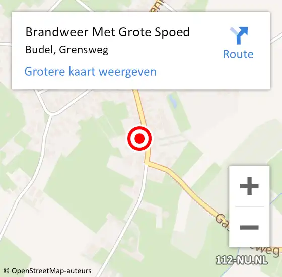 Locatie op kaart van de 112 melding: Brandweer Met Grote Spoed Naar Budel, Grensweg op 3 januari 2025 13:29