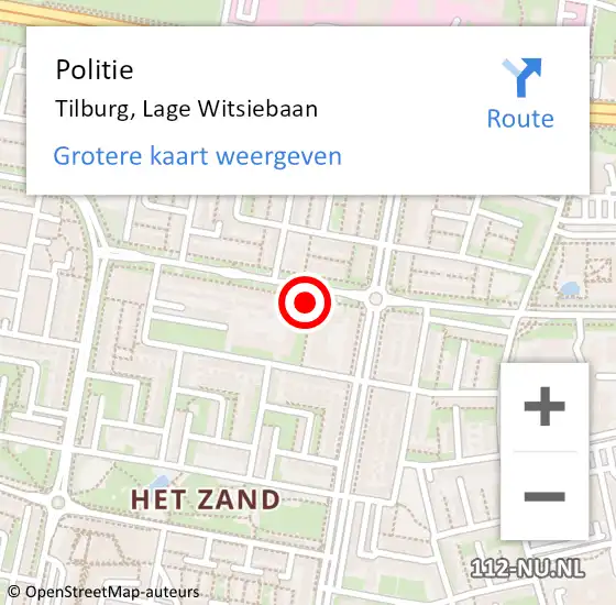 Locatie op kaart van de 112 melding: Politie Tilburg, Lage Witsiebaan op 3 januari 2025 13:32