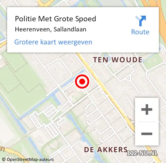 Locatie op kaart van de 112 melding: Politie Met Grote Spoed Naar Heerenveen, Sallandlaan op 3 januari 2025 13:32