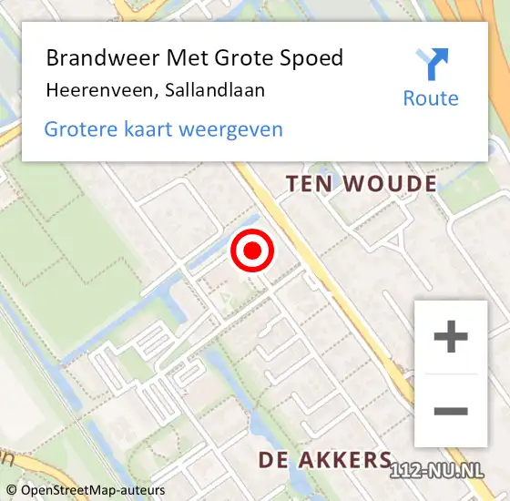 Locatie op kaart van de 112 melding: Brandweer Met Grote Spoed Naar Heerenveen, Sallandlaan op 3 januari 2025 13:33