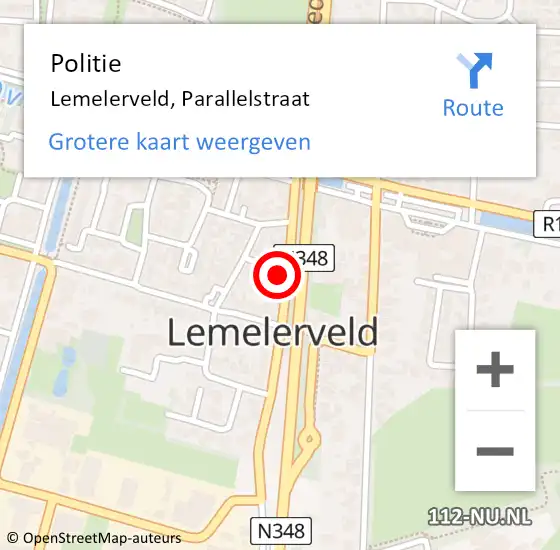 Locatie op kaart van de 112 melding: Politie Lemelerveld, Parallelstraat op 3 januari 2025 13:44